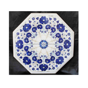 Octagon Shape Lapis Lazuli Marble Inlay Table Top - Product Image 1
