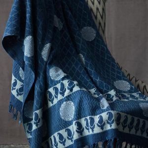 Manta de algodón de lujo con estampado de bloque de mano Indigo para decoración del hogar, venta al por mayor, para decoración de la sala de estar - Product Image 2