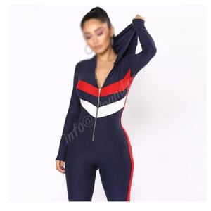 Combinaison body à manches longues, tenue décontractée, col en V, Patchwork, pour femmes, 2019 - Product Image 5