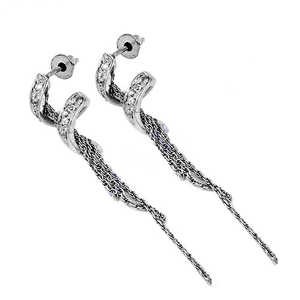 High Quality Dainty <b>Long</b> Cubic Zircon Gemstone <b>Earring</b> 925 Solid Sterling <b>Silver</b> <b>Earring</b> CZ Aesthetic Jewellery Gift For Women - Product Image 2