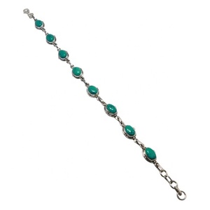 Vintage 925 Sterling Silver Turquoise Gemstone Bracelet Style Religieux Rhodium & Argent Plaqué Chaud Pour Les Fêtes Cadeau Parfait Elle - Product Image 1