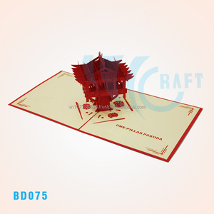 Construcción hecha a mano 3D Pop-up Laser Cut Design Card Top Trending Paper Craft Souvenir de Vietnam - Product Image 1