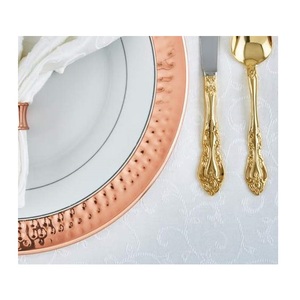 Plato de placa de cobre con borde martillado, placa de cerámica redonda de cobre, decoración de esmaltado, patrón martillado - Product Image 4