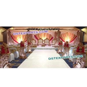 มณฑปงานแต่งงานไม้แกะสลักลายนกยูง งานแกะสลักไม้หนัก หกเสา มณฑปทำมือ สีน้ำตาล มณฑปไม้ลายนกยูง แคนาดา - Product Image 1