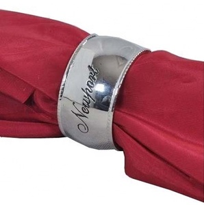 Rond de serviette gravé en argent, accessoire de fête en métal stocké - Product Image 1