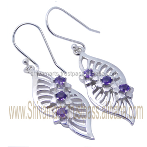 New Collection 925 Sterling <b>Silver</b> Amethyst Gemstone <b>Huggie</b> <b>Earrings</b> Rose Gold Religious Engagement Jewelry For Women And Girl - Product Image 2