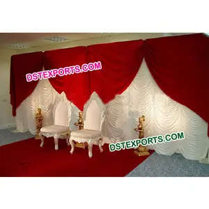 Wedding Stage Backdrop Wedding Red & Cream Backdrop Curtains Indian Wedding Reception Stage Backdrop