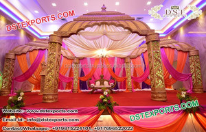 Mastani-Mandap de boda de seis pilares, conjunto de mandril blanco, nuevo diseño - Product Image 6