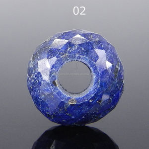 Corindón de zafiro con agujero grande, 14x8x4,5mm, cuentas de piedras preciosas sueltas facetadas redondas, IG5430 - Product Image 2