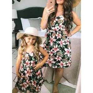 Wholesale High Quality Sexy Printed Midi Dress For Mom And Daughter Matching Combo Party Wear Dress