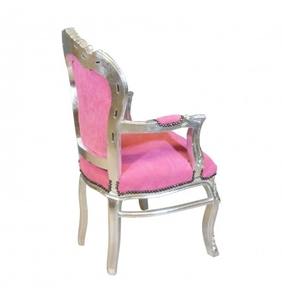 French Baroque <b>Armchair</b> <b>pink</b> and Silver - Product Image 2
