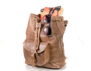 กระเป๋าเป้หนังแท้สีน้ำตาลคุณภาพพรีเมี่ยมมีกระเป๋าด้านหน้ากระเป๋าวินเทจความจุขนาดใหญ่กระเป๋าเป้สะพายไหล่ของผู้หญิง - Product Image 5