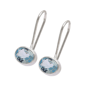Pendientes de alambre de oreja fija con piedras preciosas de Topacio Azul, joyería de plata de ley 925, pendiente de moda para fiesta de aniversario de boda. - Product Image 1
