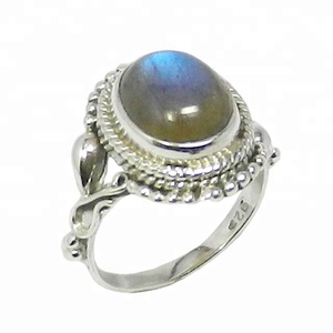 แหวนพลอยลาบราดอไรต์ธรรมชาติที่สวยงาม925แข็งเครื่องประดับเงินสเตอร์ลิงแหวนเวอร์เมียล - Product Image 1