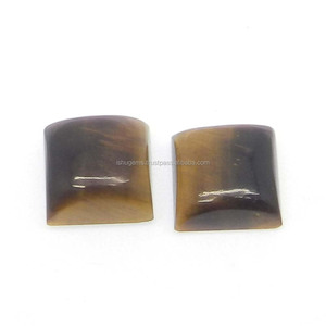 Ojo de Tigre Natural, 10x10mm, cabujón cuadrado, 6,10 cts, Gema suelta para joyería - Product Image 2