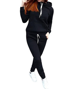 2021 Custom Zip up <b>Women</b> <b>Tracksuits</b>, Plain <b>Tracksuits</b> Ladies Cotton Hooded Sweatshirt & Joggers - Product Image 1