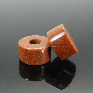 Perles à pneus lisses de 4x14x8x5mm, pierres de soleil synthétiques, à gros trous, couleur marron, IG0110 - Product Image 1