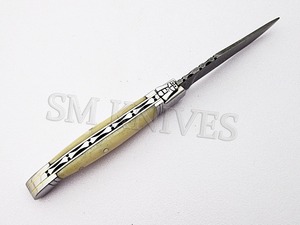 Couteau pliant utilitaire Laguiole en acier Damas (SMF28) - Personnalisable OEM, qualité industrielle, manche en os de chameau, garantie 3 ans - Product Image 5