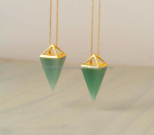 จี้ทรงปิรามิดทรงดินสอสีเขียวสำหรับเด็กเครื่องประดับสแตนเลส - Product Image 1