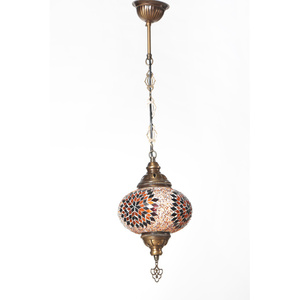Traditional Single Turkish Mosaic Glass Hanging <b>Lamp</b> with No 4 <b>Shade</b> - Product Image 1