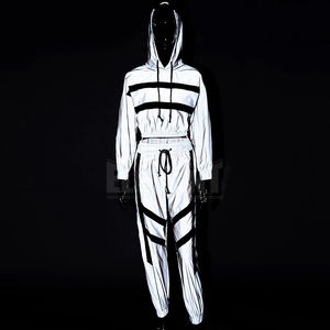 Survêtement Réfléchissant à la Mode pour Femmes, Crop Tops, Hoodies, Pantalons Longs, Ensemble de 2 Pièces, Ensembles de Femmes de Couleur Contrastée - Product Image 4