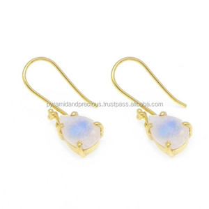 ต่างหูห้อยมูนสโตนสีรุ้ง8X12มม. ประดับพลอยลูกแพร์แบบเหลี่ยมเพชรพลอยสีทองชุดของขวัญงานแต่งงานที่สมบูรณ์แบบสำหรับผู้หญิง - Product Image 2