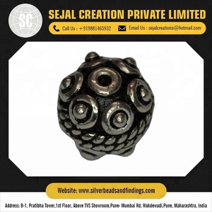 Perles ethniques oxydées en argent sterling 925 perles entretoises rondes et casquettes de perles résultats de bijoux - Product Image 6