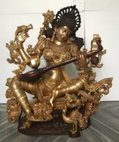 גדול גודל דמות דתית אלת Saraswati איידול פסל עתיק מראה-גדול חיצוני פסל