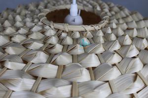 Round Palm Leaf Lampshade Traditional to Modern Asian Design Handicraft From Vietnam with Rattan Bamboo Lamp <b>Cover</b> Decoration - Product Image 5