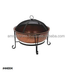 เตาไฟทองแดงทรงปล่องควันแบบตอกลายสำหรับตกแต่งสวนบ้านสไตล์ตุรกี พร้อมขาตั้งเหล็ก - Product Image 2