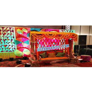 ที่โดดเด่นของชาวมุสลิมเมฮันดี้เวทีแกว่งแต่งงานสวิงตกแต่งเวทีแกว่งแต่งงานแกะสลักไม้จูลา - Product Image 1