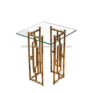 Tabouret en métal avec plateau en verre - Product Image 3