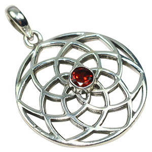 Superb-Colgante de Plata de Ley 925 con forma redonda de granate, joyería de plata - Product Image 1