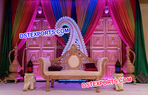 Royal Indian Wedding Stage <b>Decoration</b> Victorian Wedding Fiber Pillar Stage Royal <b>Arch</b> Type Panel Stage <b>Decoration</b> - Product Image 4