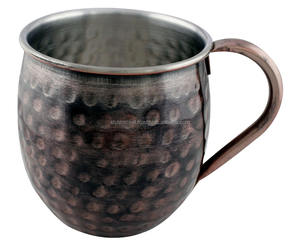 Gobelet en acier inoxydable Tasse à mule de Moscou avec logo personnalisé en gros avec couleur antique et martelé avec une nouvelle poignée - Product Image 1