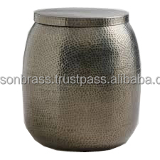 Table d'appoint décorative finie en bronze Tabouret de tambour Tabouret de bar martelé en aluminium martelé/Table basse d'appoint - Product Image 4