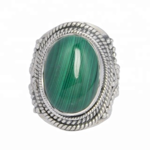 Precio al por mayor barato 925 plata esterlina malaquita piedra preciosa anillo eternidad Vermeil anillos joyería de plata fabricante - Product Image 3