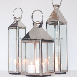Lanterne rétro en acier inoxydable, luminaire décoratif, Vintage, en métal ou argent, décoration pour la maison, fête de mariage - Product Image 1