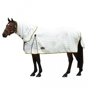 Couverture en coton pour cheval avec capuche, légère, respirante, drap d'été, couverture intégrale du cou, couverture d'écurie, durable, confortable, 2 sangles pour les pattes - Product Image 5