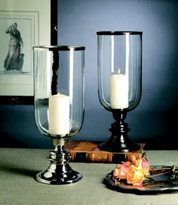 花式外观飓风玻璃柱烛台婚礼桌装饰金属烛台闪亮金属适合装饰
