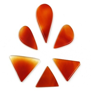 หินโมราคาโบชองสีแดงธรรมชาติที่สวยงาม6ชิ้นอัญมณีหลวมเรียบหลายรูปทรงและดาวหลังแบน - Product Image 1