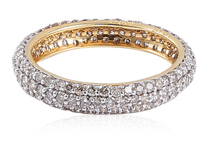 Anillo de Diamante Real redondo para niños de oro amarillo de 14 quilates con ajuste de punta y detalles blancos para aniversario - Product Image 3