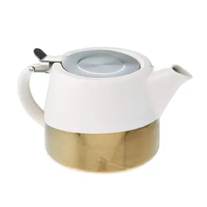 Trắng hiện đại tùy chỉnh sứ Tea Set gốm ấm trà gốm với thép không gỉ Infuser