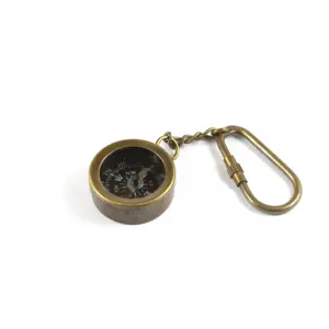 Kim Loại Đồng Thau Hải Lý Cổ Nhỏ Marine La Bàn Keychain Keyring Quà Tặng Doanh Nghiệp Với Brass Vòng