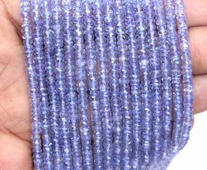 Rondelle à facettes naturelle, pierre précieuse bleue de Tanzanite véritable, perles rondelles à facettes pour la fabrication de collier de pierre de naissance de décembre - Product Image 6