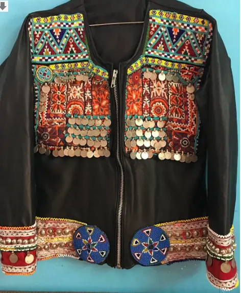 Een Van Een Soort Banjara Tribal Afghani Handembroidery Gypsy Leren Jas