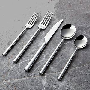 Juego de cubiertos de acero inoxidable con mango rectangular largo liso para restaurante, cuchara de boda, tenedor, cuchillo, cucharadita, cubiertos - Product Image 2