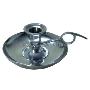 Round Shape Nickle Plated <b>Candlestick</b> Holder Decorative Metal Chamber Stick Small Metal Chamber Stick Chamberstick - Product Image 1