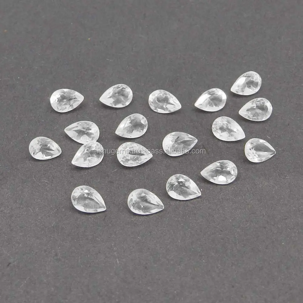 Batu Permata Kristal Potongan Pir, Perhiasan Kristal Kuarsa 6X4Mm 0.50 Cts Longgar