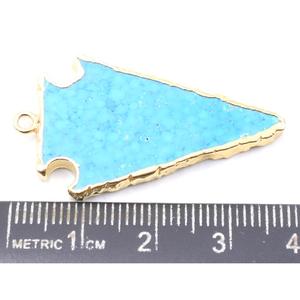 Howlite 36 à 38 MM avec pendentif en forme de pointe de flèche en forme de bélière plaqué or résultats de bijoux en pierres précieuses et composants signe du zodiaque Gémeaux - Product Image 2